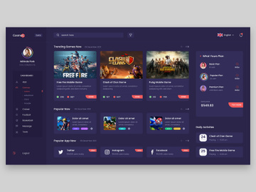 Gaming Dashboard Dark UI preview picture