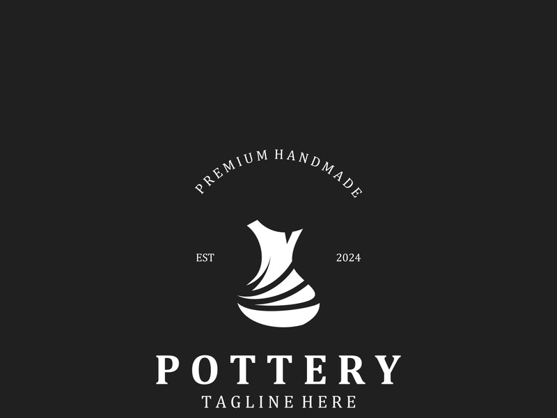 Pottery logo design handmade, creative traditional mug craft concept inspiration nature workshop
