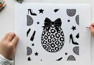 Silhouette of leopard print cosmetic bag with beauty items