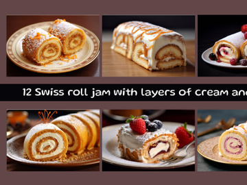 Swiss roll jam with layers of cream and jam preview picture