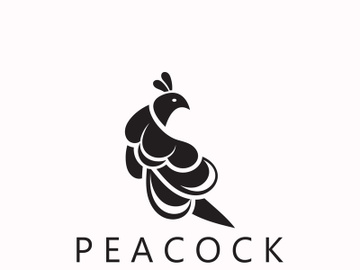 Peacock logo line art elegant concept icon design template flat vector illustration preview picture