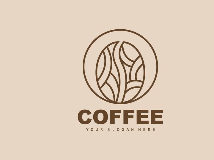 coffee bean drink logo design in brown color vector illustration