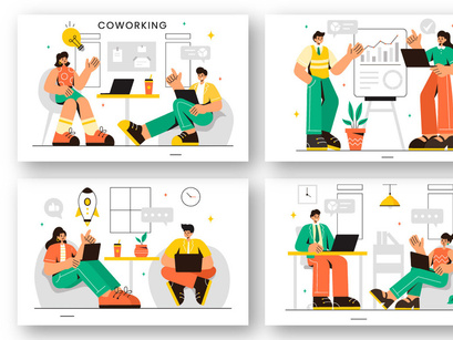 12 Coworking Business Illustration