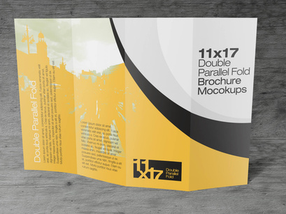 11×17 Double parallel Fold Brochure Mockups