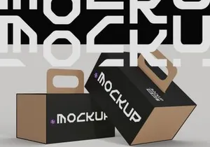 Wide Low Carry Handle Box Mockup