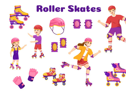 13 Riding Roller Skates Illustration