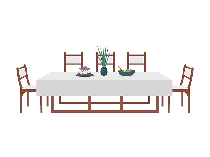 Dining table for family semi flat color vector object