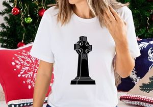 Celtic cross monument black white vector minimalist design