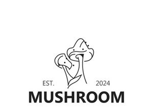Mushroom botanical logo modern and simple stamp style. nature or food template