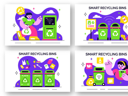 10 Smart Recycling Bins Illustration