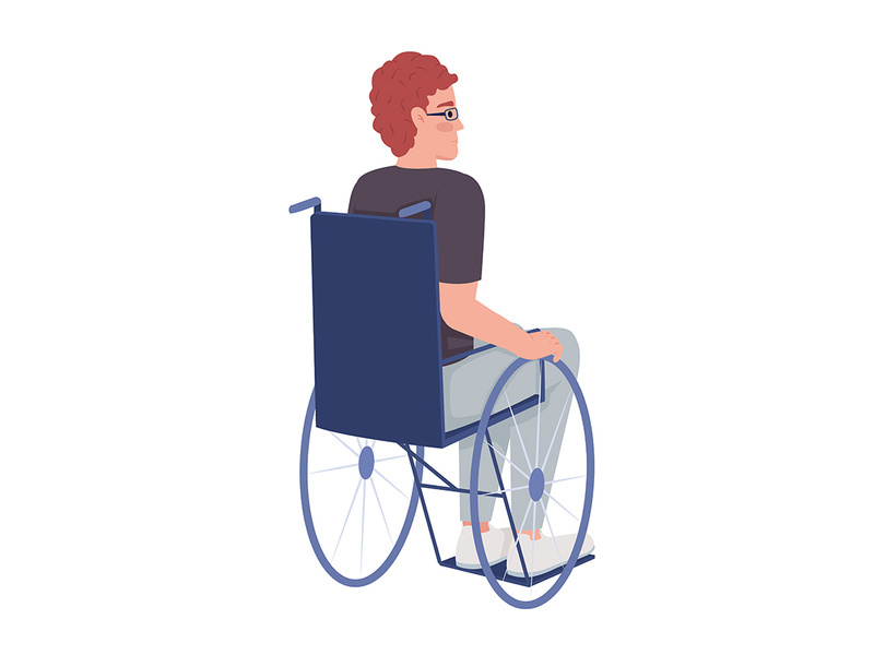 Disabled man semi flat color vector character
