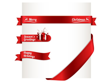 Christmas ribbon and label for promotion, tag badge vector preview picture