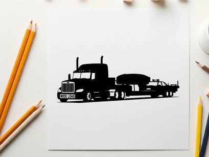 Silhouette of a semi truck hauling a boat on a trailer