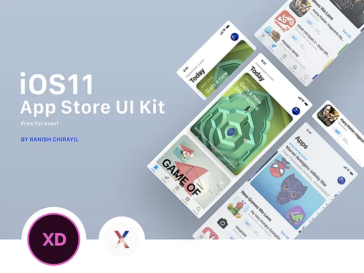 iOS 11 App Store UI Kit - 3 Free Screens