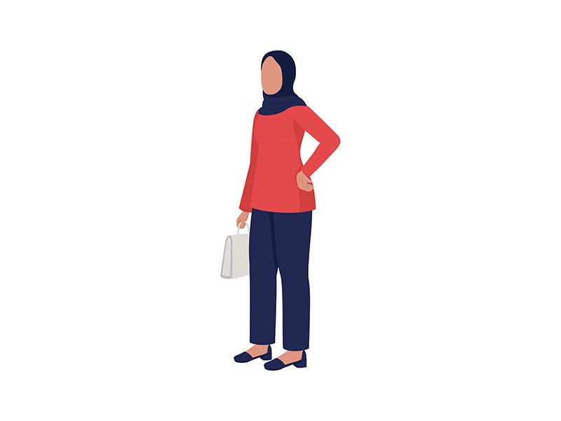 Muslim business woman semi flat color vector character