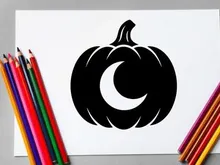 Stilisierte Halloween-Kürbis-Illustration mit Sichelmond