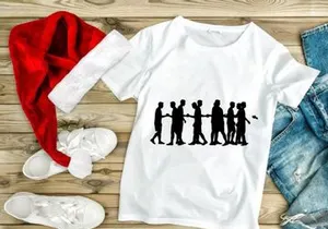 A group of people walking in a line holding hands in silhouette