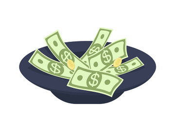 Hat for collecting money semi flat color vector object preview picture