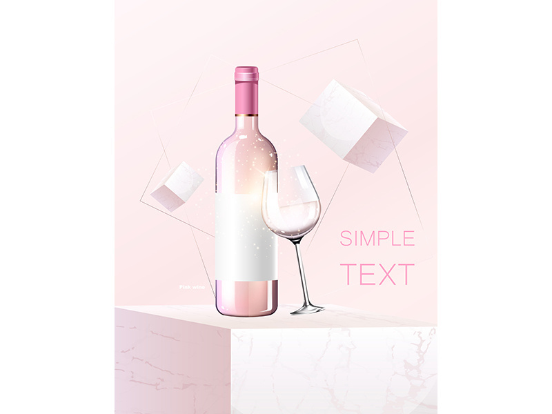 Rose wine realistic product vector design