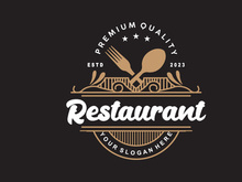 Retro Vintage Style Ornament Design, Logo Retro Restaurant Typography Emblem