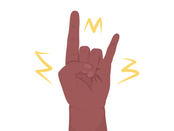 Rock music fan semi flat color vector hand gesture preview picture