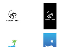Palm tree summer logo design with creative ideas.