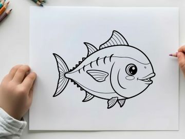 Cute cartoon tuna fish smiling vector illustration preview picture