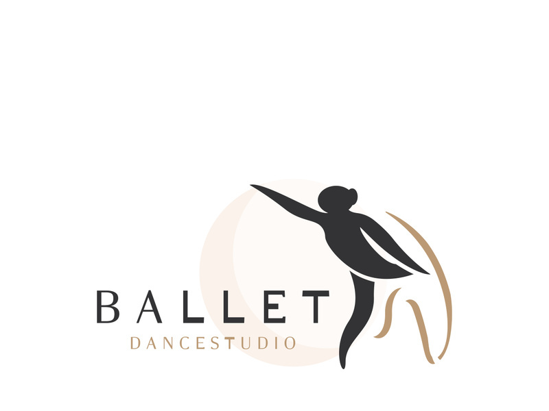 Ballet Dance studio logo design. Silhouette of a girl Dancing class abstract figure illustration