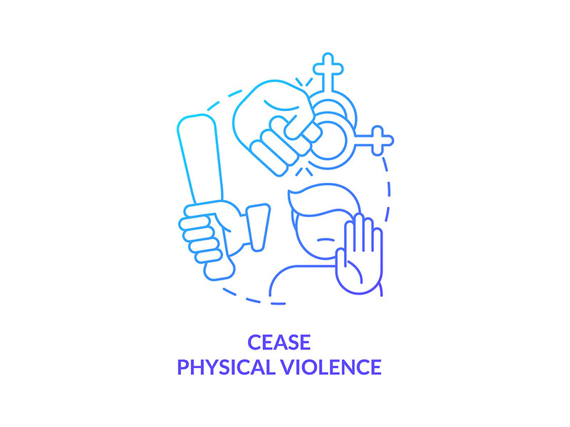 Cease physical violence blue gradient concept icon