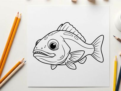 Cute cartoon fish swimming vector illustration flat design