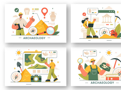 13 Archeology Vector Illustration