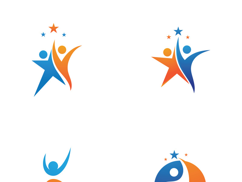 Star success people care logo and symbols