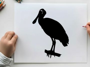 Silhouette of a bird standing on a branch in profile view preview picture