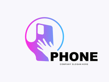 Smartphone Logo, Communication Electronics Vector, Modern Phone Design, For Company Brand Symbol