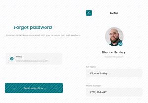 User's info and Forgot password screens concept for mobile app