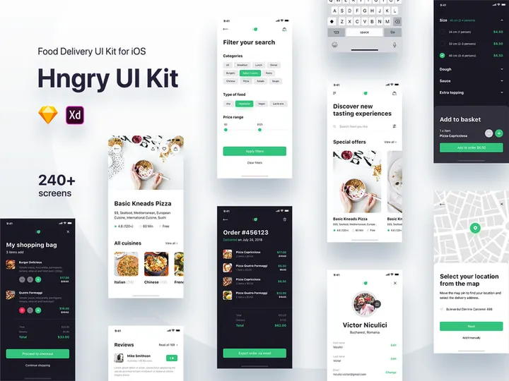 Hngry Food Delivery UI Kit preview picture