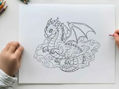 Cute baby dragon flying vector illustration art