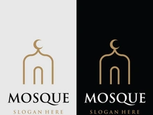 Unique,modern and creative luxury mosque logo with monogram.Logo for islamic,ramadan,company.
