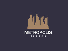 Cityscape Logo, Metropolis Skyline Design, City Building Vector, Icon Symbol Illustration