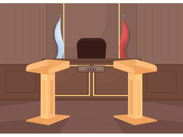 Empty court room flat color vector illustration preview picture
