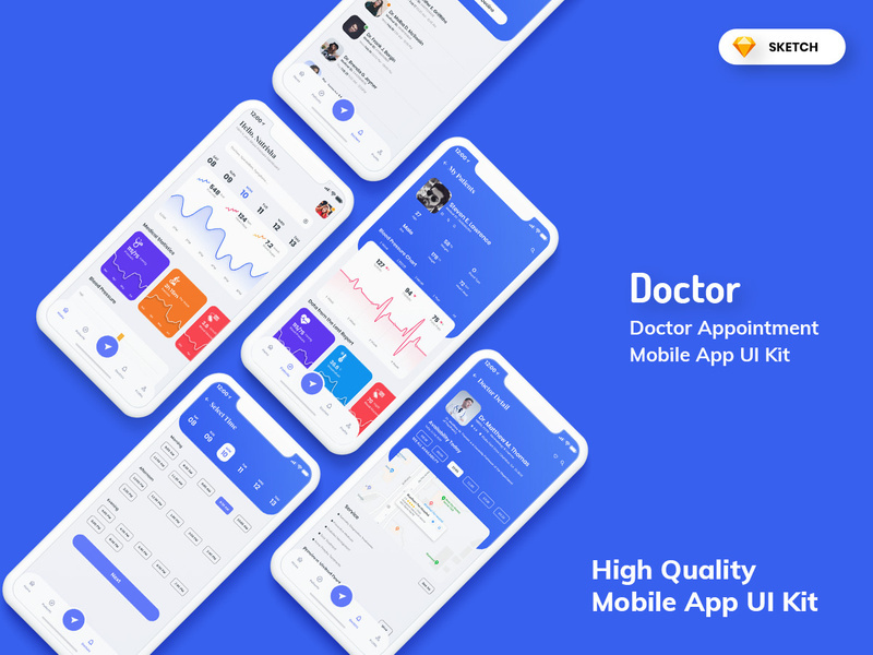 Doctor Appointment Mobile App UI Light Version (SKETCH)