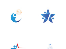 Logo design of people with stars to achieve success.