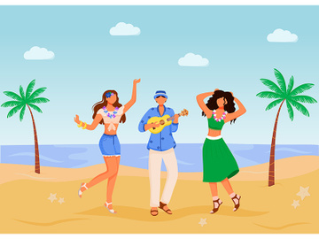 Beach party flat color vector illustration preview picture
