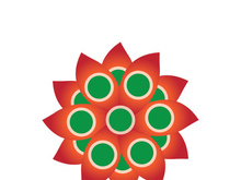 Traditional Asian colorful floral pattern Stained glass mosaic logo tile design inspiration