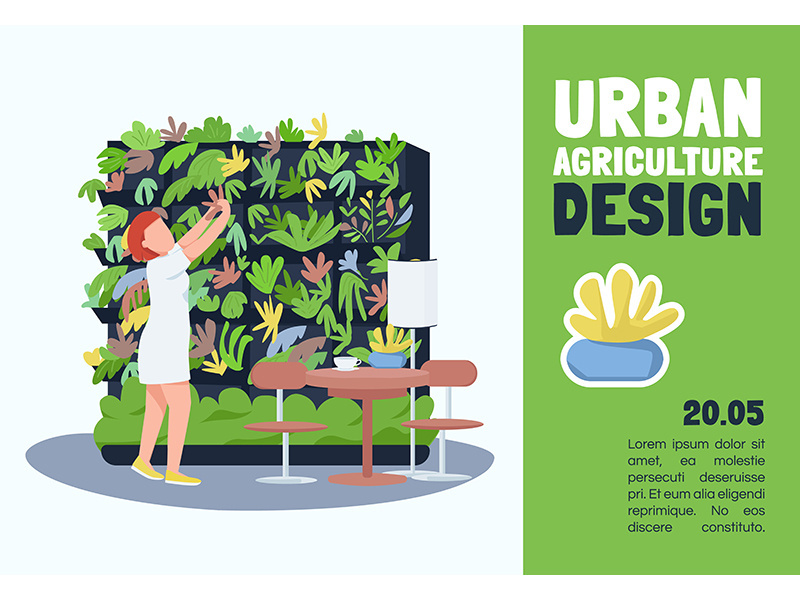 Urban agriculture design banner flat vector template