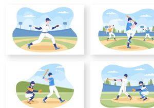 16 Baseball Player Sports Illustration