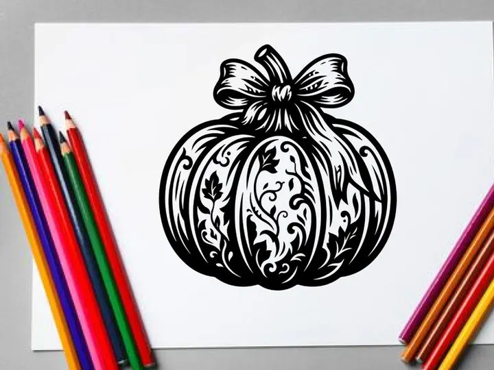Decorative Halloween Pumpkin with Bow for Fall Celebrations