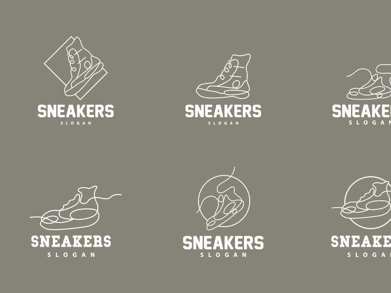 Shoe Logo, Minimalist Line Style Sneaker Shoe Design