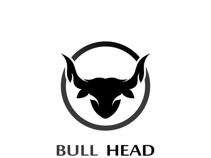 Retro vintage bull head horns logo.
