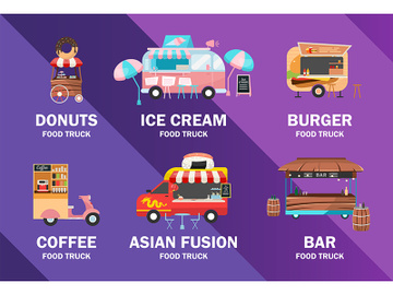 Food trucks poster vector template preview picture